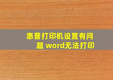 惠普打印机设置有问题 word无法打印